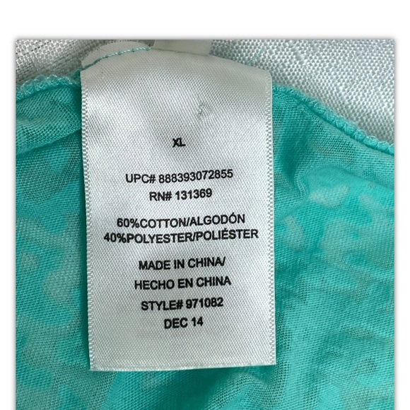 Rampage Women’s I Love Cali Tank Top XL Turquoise With Fringe Semi-Sheer Summer - Picture 9 of 11